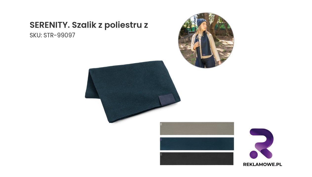 SERENITY. Szalik z poliestru z recyklingu (100% rPET) z przeszyciami do personalizacji SERENITY Szalik z poliestru