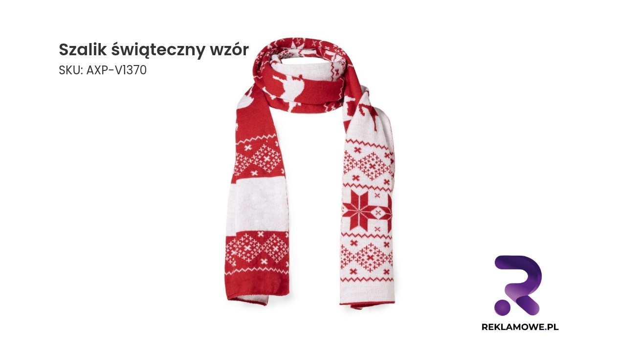 Szalik, świąteczny wzór Szalik z wzorem świątecznym idealny na prezent