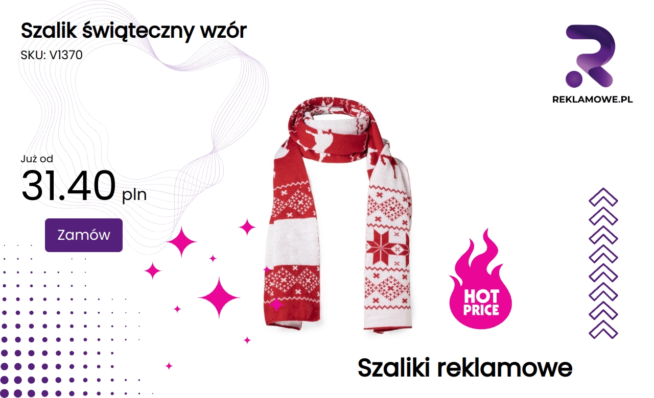 Szalik świąteczny z wzorem